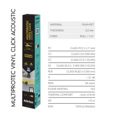 ARBITON MULTIPROTEC VINYL CLICK ACOUSTIC 3w1 POD PANELE WINYLOWE 2,2mm